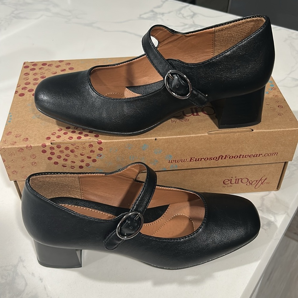 Eurosoft Paulette Mary Jane Low Block Heels Size 39 8